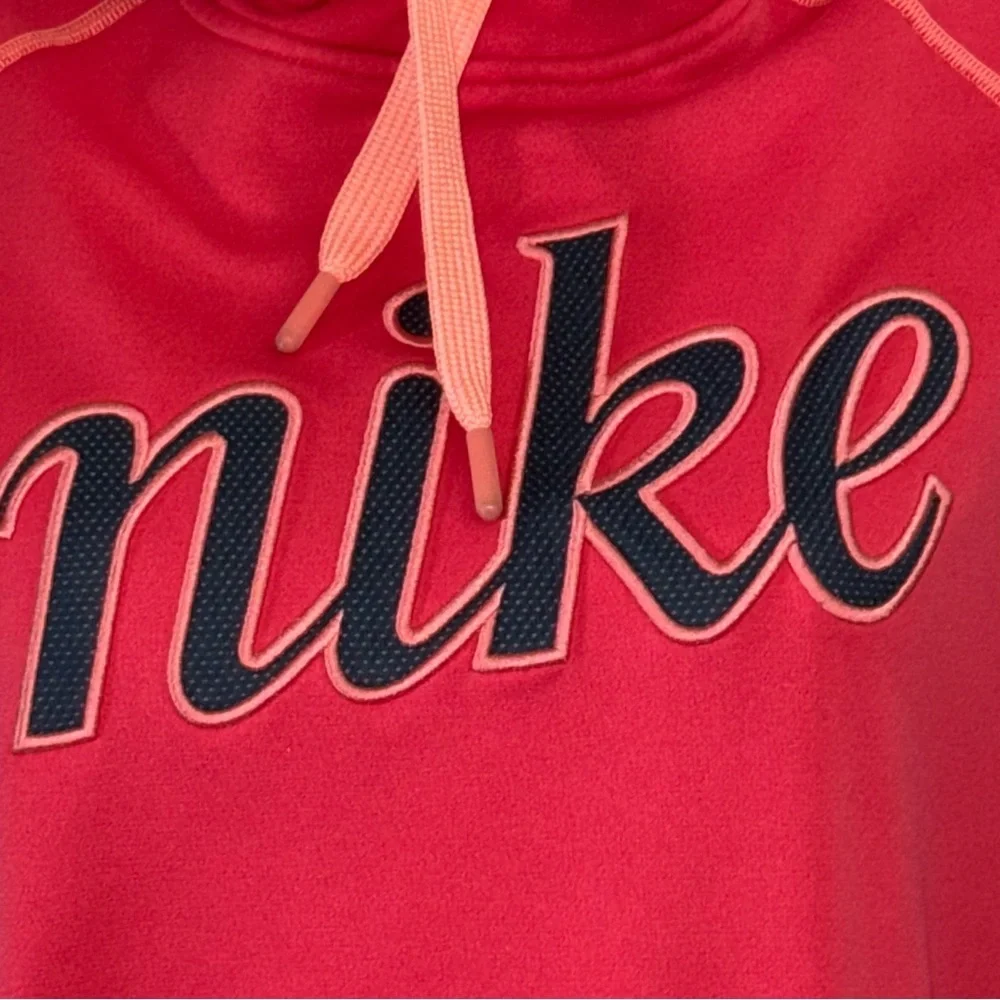 Nike Coral Hoodie with Black‎ Logo contrasting stitching fleece lining Medium